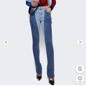 Mugler Women's Blue Two-Tone Straight Leg Jeans